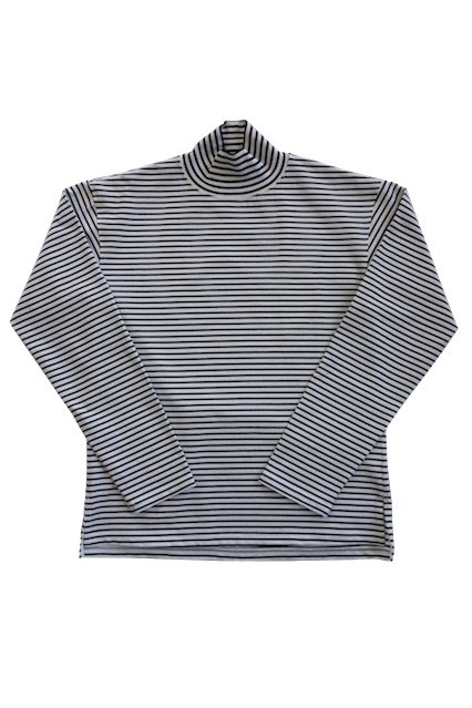 JOHN MASON SMITH　 MOCK NECK LONG SLEEVE T-SHIRTS（モックネックロングスリーブTシャツ） BLACK  BORDER - colors＋（カラーズ） online