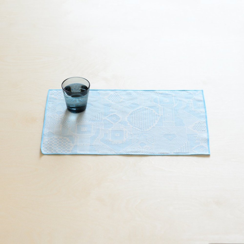 tenp02 福島の刺子織 ランチマット (ライトブルー)
