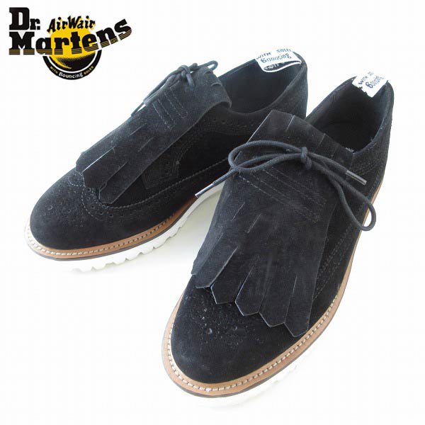 美品 ドクターマーチン スエード キルト ウィングチップ 黒 UK7 25.5cm Dr.Martens メンズ 靴 d136