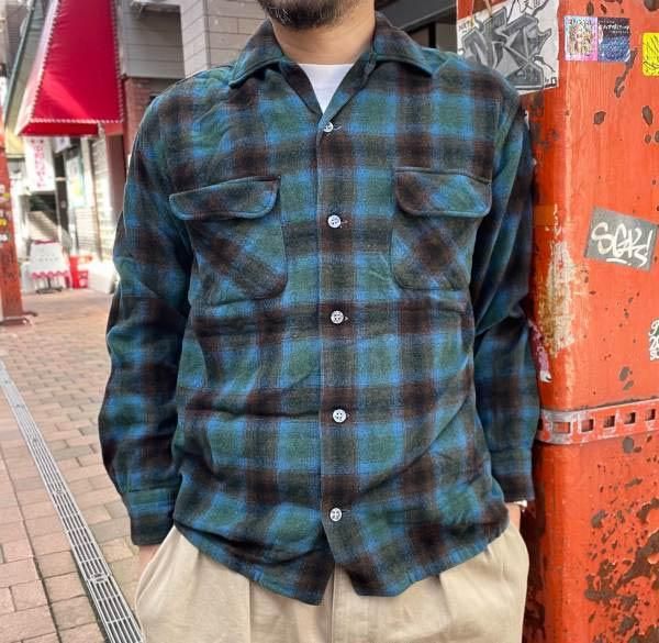 USA製】PENDLETON 70s シャドーチェックウールシャツ レア 希少-