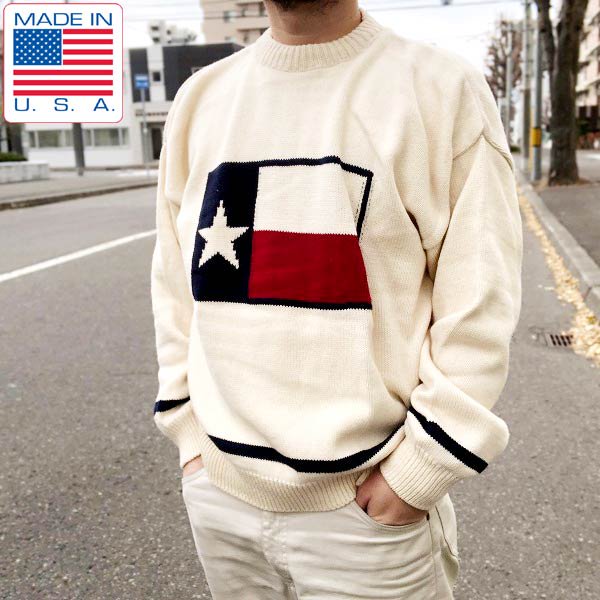 新品/USA製/OLD GLORY/テキサス州旗柄/セーター/白系【L】コットン/ニット/ビッグシルエット/アメリカ製/デッドストック/D139 -  札幌 ビンテージ 古着屋 BRIDGE（ブリッジ） ビンテージ古着 通販サイト | オンラインストア