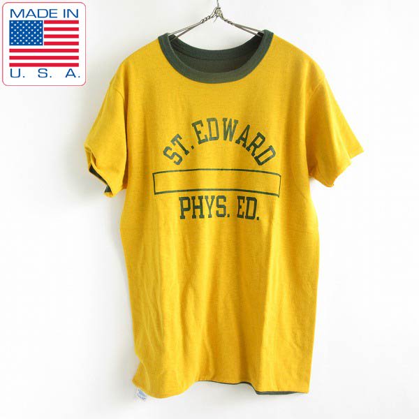 80's/USA製/Champion/チャンピオン/リバーシブル/半袖Tシャツ/黄色系