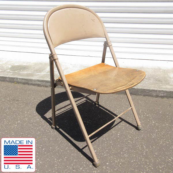 昭和レトロ 鉄製 アイアンメッシュチェア 折り畳み椅子 