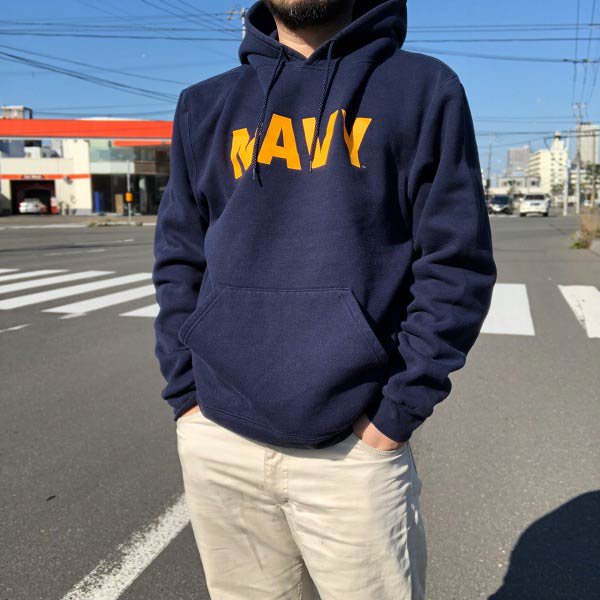 00's/米軍/NAVY/SOFFE/プルオーバー/スウェット パーカー/紺系【L