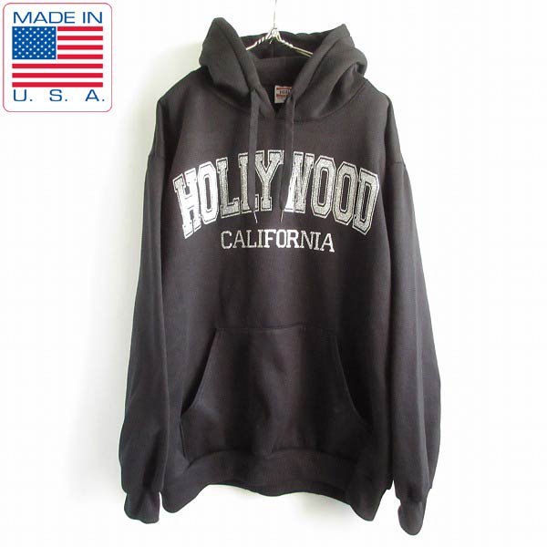 90s～00s USA製 Hill HOLLYWOODラメプリント入り プルオーバー ...