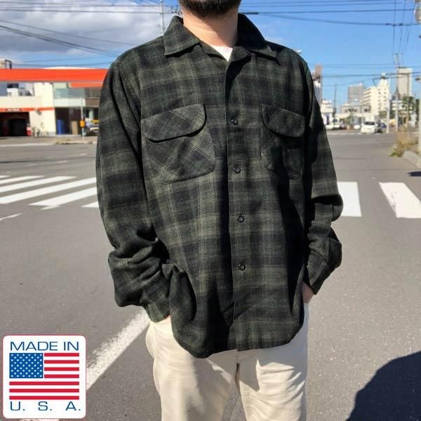 貴重！MADE IN U.S.A PENDLETONウールチェックシャツ 緑系 - シャツ