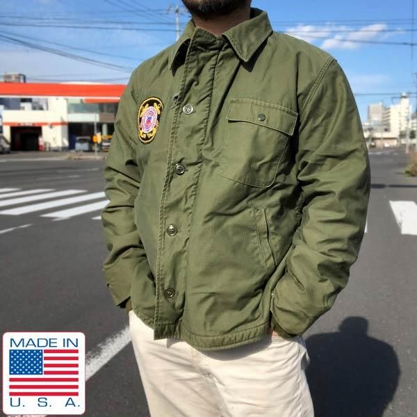 70's 米軍実物 A-2 デッキ ジャケット NAVY ミリタリー N-1肩幅605cm身幅76cm