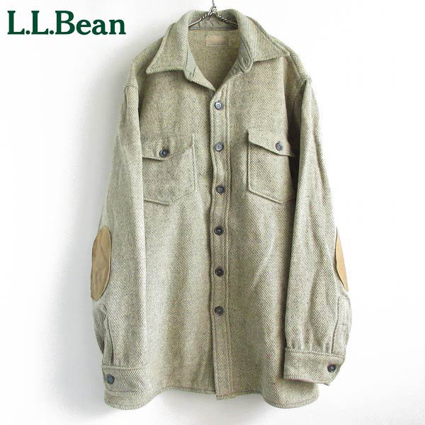 80's USA製 L.L.Bean ウールリッチ製 ウールシャツ XL程度 肘当て付き LLビーン エルエルビーン アメリカ製 ビンテージ/D143