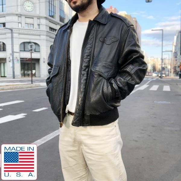 USA製 San Diego LEATHER JACKET FACTORY レザージャケット 黒 M程度 ...