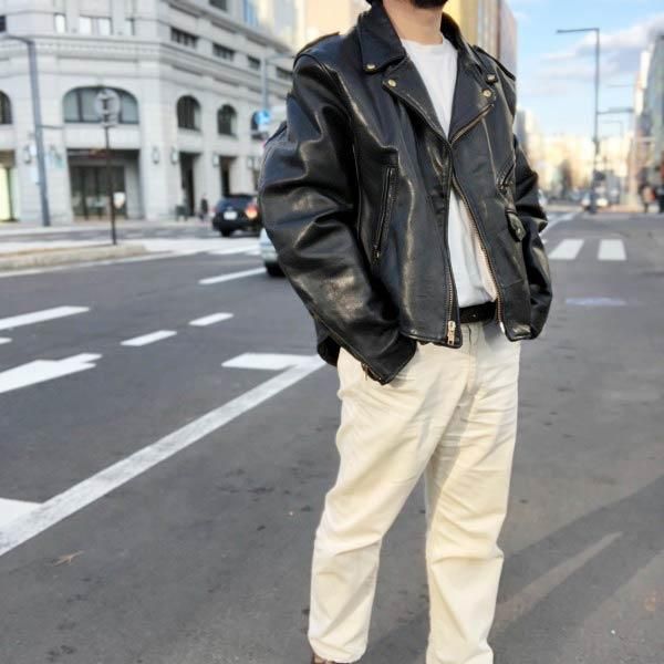 LEATHER JACKET ビンテージ レザージャケット 本革 Lカラーブラック