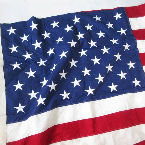 新品 USA製 50星 アメリカ国旗 星条旗 フラッグ 旗 コットン 148×290 大判 インテリア ディスプレイ ビンテージ 未使用品 d144