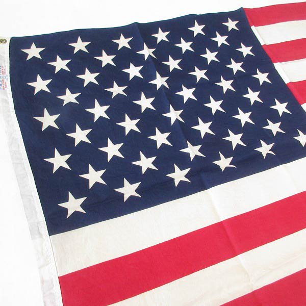 新品同様 USA製 アメリカ星条旗 50星 アメリカ国旗 コットン フラッグ 95×136 店舗什器 インテリア ビンテージ ガレージ d144