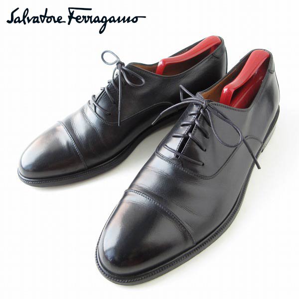 ダブル／ミストブルー FERRAGAMO イタリア製 紳士靴 - ドレス/ビジネス