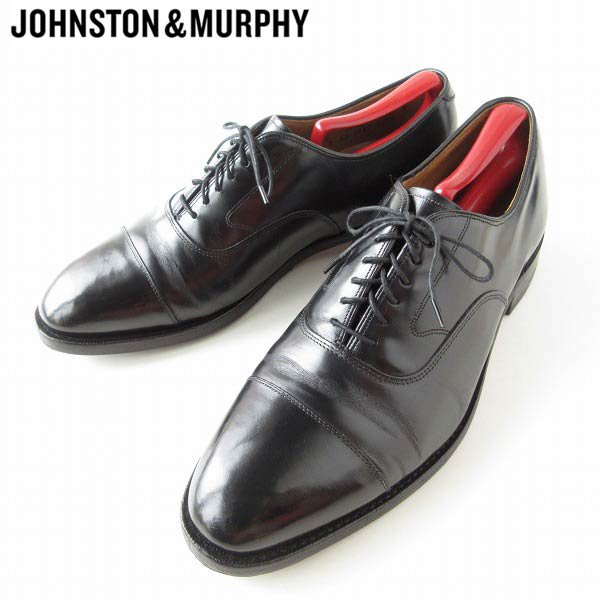 USA製 ジョンストン&マーフィー OPTIMA ストレートチップ シューズ 黒 10D 28cm 内羽根 キャップトゥ 靴  d143