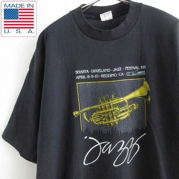 美品 80's USA製 JAZZ フェスティバル 半袖Tシャツ 黒 XL ブラック