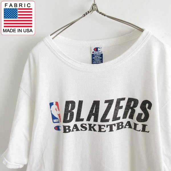 90's Champion チャンピオン NBA BLAZERS 半袖Tシャツ 白 XL コットン バスケットボール コスタリカ製 ビンテージ d144