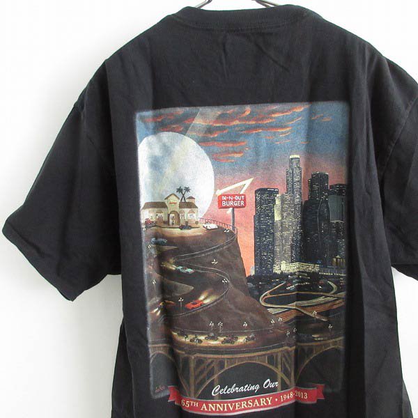 美品 IN-N-OUT BURGER カリフォルニア 両面プリント 半袖Tシャツ 黒 L ブラック インアンドアウトバーガー d144