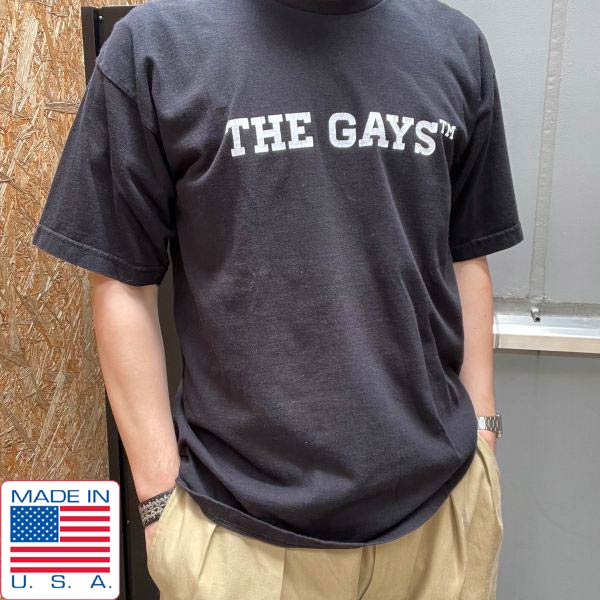 美品 USA製 ”THE GAYS TM” BAY SIDE 半袖Tシャツ 黒 L ブラック コットン ベイサイド LGBT アメリカ製 d144