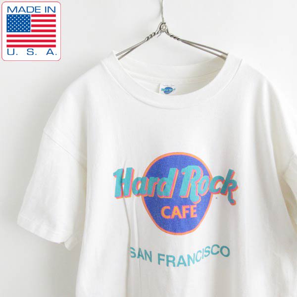 90's USA製 Hard Rock CAFE サンフランシスコ 半袖Tシャツ 白系 L 企業 ...