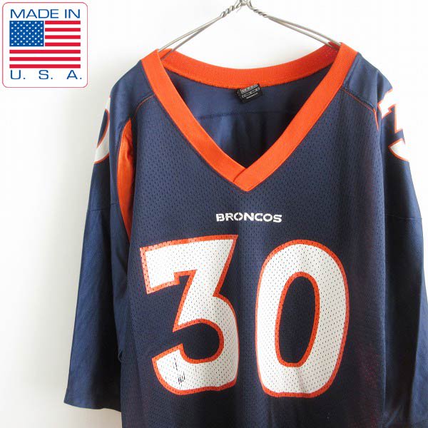 90's USA製 NIKE ナイキ NFL BRONCOS アメフト ゲームシャツ L DAVIS 紺系×オレンジ系 Tシャツ アメリカ製 ビンテージ d144