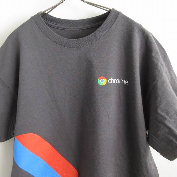 レア 美品 chrome クローム 企業物 半袖Tシャツ グレー系 XL アドバタイジング クロームブック Google グーグル 新品同様 d143