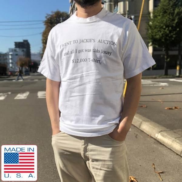 90's USA製 フルーツオブザルーム 英字3段プリント 半袖Tシャツ 白 L ...