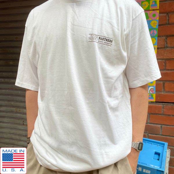 新品 90's USA製 STAFFORD 胸プリント入り コットン 丸胴 半袖Tシャツ 白 XL アメリカ製 シングルステッチ デッドストック d143