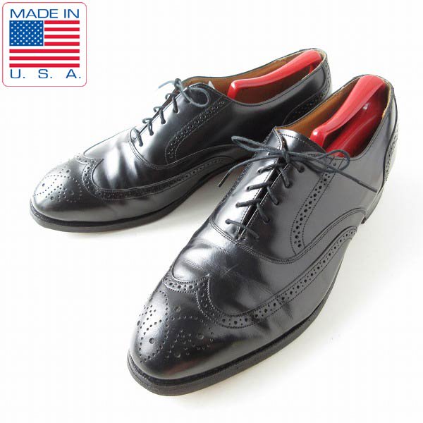 USA製 ジョンストン&マーフィー OPTIMA ウィングチップ 黒 10E 幅広28cm 内羽根 アメリカ製 靴  d143