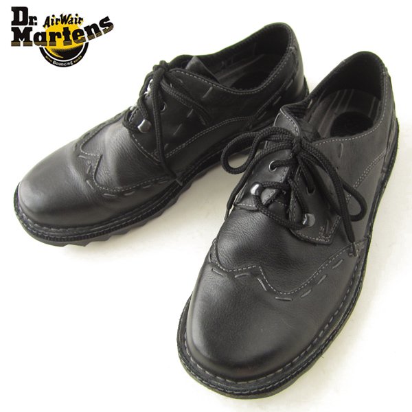 美品 ドクターマーチン ウィングチップ 黒 UK9 27.5cm 軽量  Dr.Martens 中古 メンズ 靴  d141