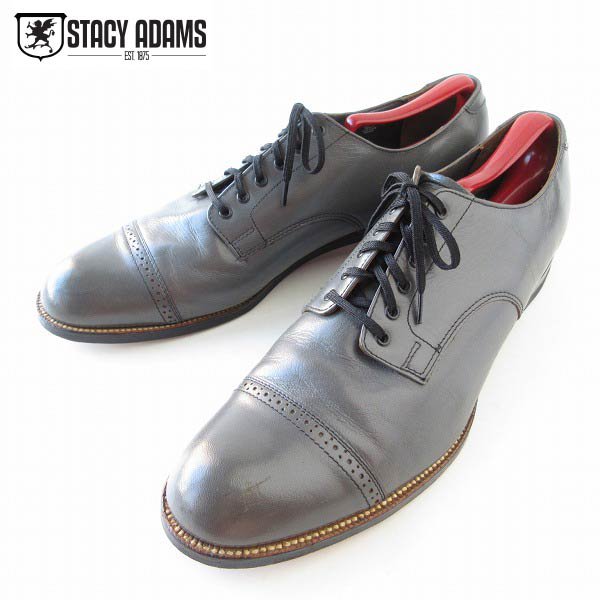 STACY ADAMS ステイシーアダムス MADISON パンチドキャップトゥ 10.5D 28.5cm グレー系 メンズ 靴  d143