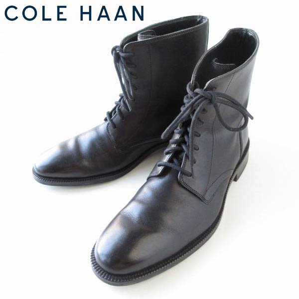 コールハーン プレーントゥ ブーツ 黒 7.5M 25.5cm レザー シューズ COLE HAAN メンズ 靴 d137