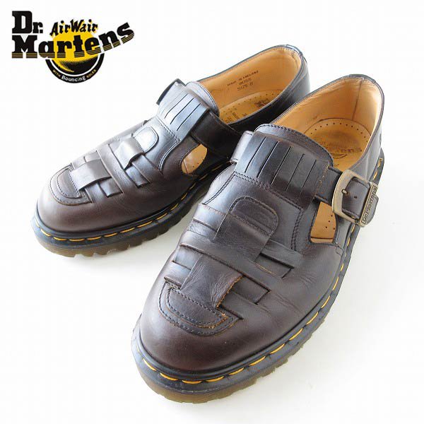 英国製 ドクターマーチン 編み込み ストラップ シューズ 茶系 Uk8 27cm Dr Martens Made In England 靴 D133 札幌 ビンテージ古着屋bridge ブリッジ ビンテージ古着通販サイト オンラインストア