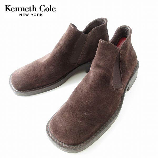 KENNETH COLE スクエアトゥ スエード サイドゴア ブーツ 28cm ダークブラウン系 ケネスコール メンズ 靴 d130