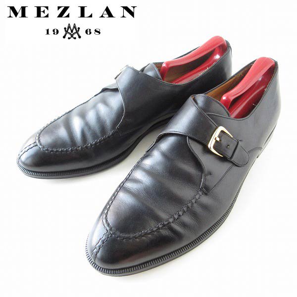 高級品 Mezlan モンクストラップ Uチップ 黒 29.5cm スプリットトゥ WINTHROP 大きいサイズ メンズ 靴 d129