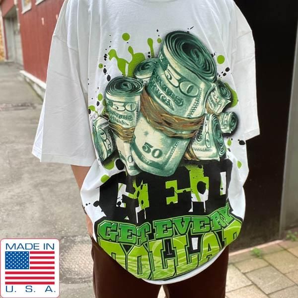 新品90s USA製G.E.D.ヒップホップ アートプリント半袖Tシャツ白3XL