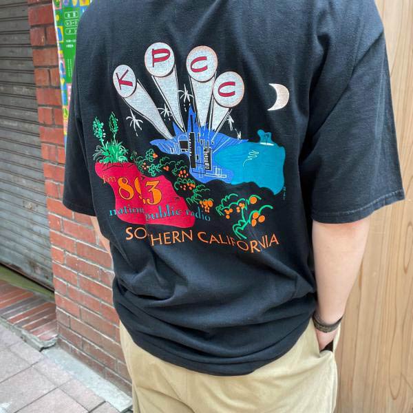 90's アメリカ ラジオ局 KPCC 企業物 半袖Tシャツ 黒 XXL ブラック