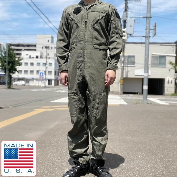 80's USA製 実物 米軍 CWU 27/P フライヤーズ カバーオールズ 38L 緑系 