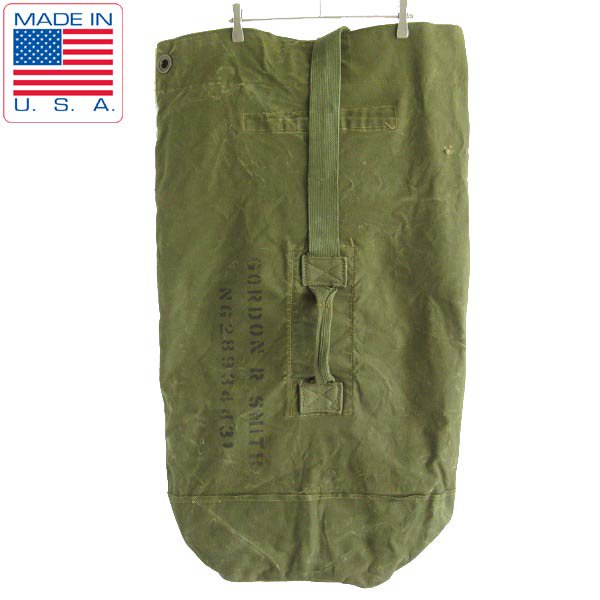 希少 60s USA製 実物 米軍 USステンシル キャンバス ダッフルバッグ 緑