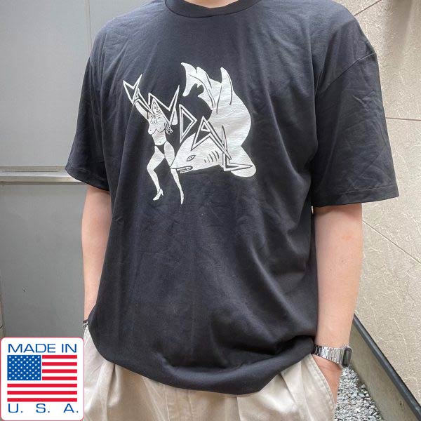 新品 90s USA製 エロT ヌード女性×サメ 半袖Tシャツ 黒 L程度 ブラック