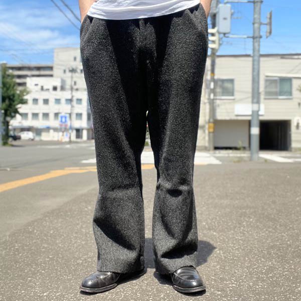 美品 グラム ウール ヘリンボーン ツイード パンツ 裾ロールアップ 日本製
