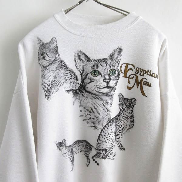 最新デザインの 90s 白【Tシャツ】 ネコ 猫 ネコ柄 80~90年代 Tシャツ