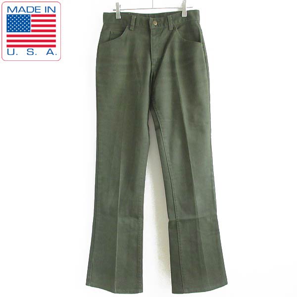80s USA製 Lee リー 200-0133 ツイル パンツ フレアパンツ 緑系 W30 