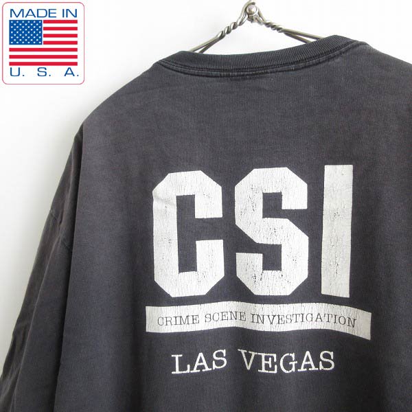 USA製 CSI ラスベガス 半袖Tシャツ 黒 XL ブラック 海外ドラマ アメリカドラマ 丸胴 コットン アメリカ製 d143