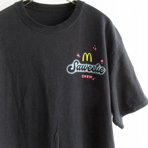 美品 マクドナルド Saweetie CREW アドバタイジング 半袖Tシャツ 黒 L程度 McDonald's 企業物 コラボ コットン ブラック D146