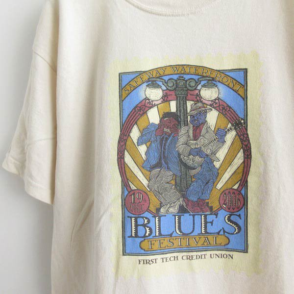 2006年 Blues Festival 半袖Tシャツ L クリーム系 GILDAN ギルダン ブルース フェスティバル コットン 丸胴 d143