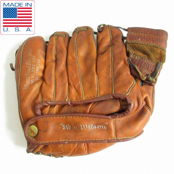 50s USA製 Wilson A2960 野球用 レザー ボタンバック グローブ グラブ アメリカ製 アンティーク レア 中古 観賞用 ディスプレイ D146