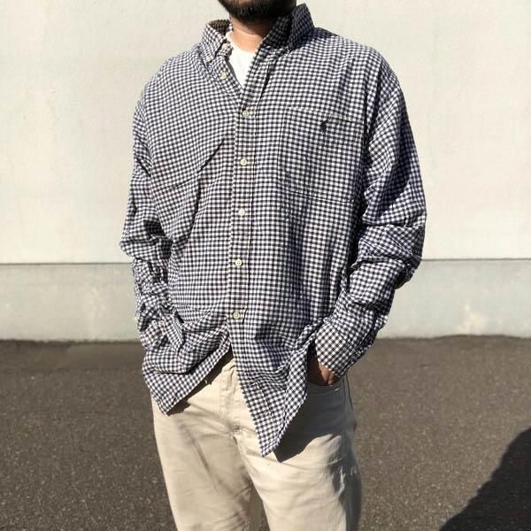 【美品】POLO ポロ ラルフローレン ネルシャツ 白黒 チェック LLサイズ