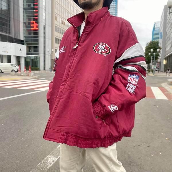 【希少】90s NFL SF ナイロンジャケット 刺繍ロゴ