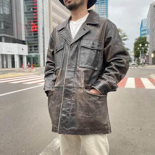 90s GAP オールドギャップ Tバック 肉厚 レザー コート XL ビンテージ 90s GAP オールドギャップ Tバック 肉厚 レザー コート XL ビンテージ