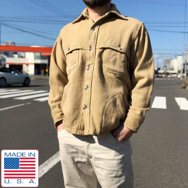 70s 白タグ USA製 Woolrich ウールリッチ ウール シャツ ジャケット M